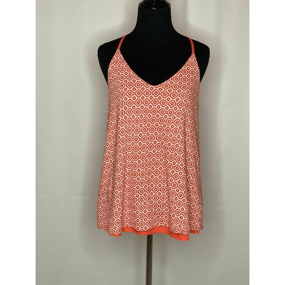Banana Republic Orange Geometric Print Racer Back Blouse S - Picture 11 of 11